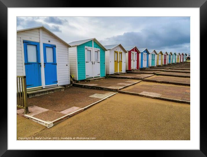 Colourful Cornish Beach Huts Bude Framed Mounted Print by Beryl Curran