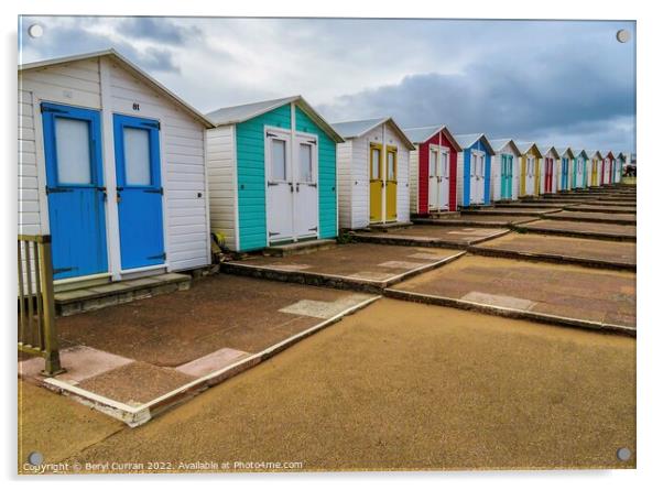 Colourful Cornish Beach Huts Bude Acrylic by Beryl Curran