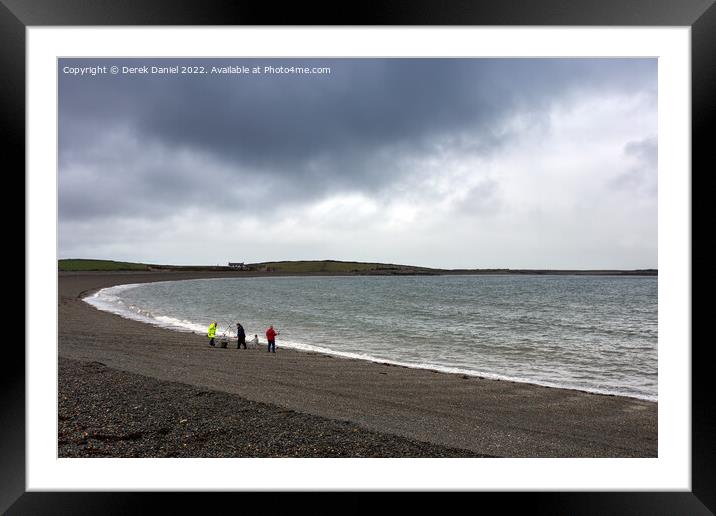 Fishing at Cemlyn Bay, Anglesey Framed Mounted Print by Derek Daniel