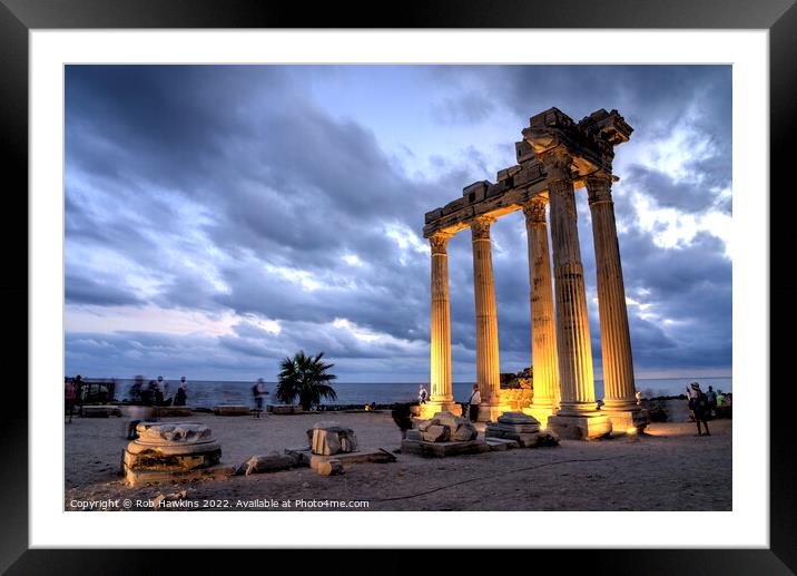 Temple of Apollo at dusk Framed Mounted Print by Rob Hawkins