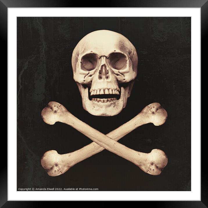 Skull & Crossbones Framed Mounted Print by Amanda Elwell