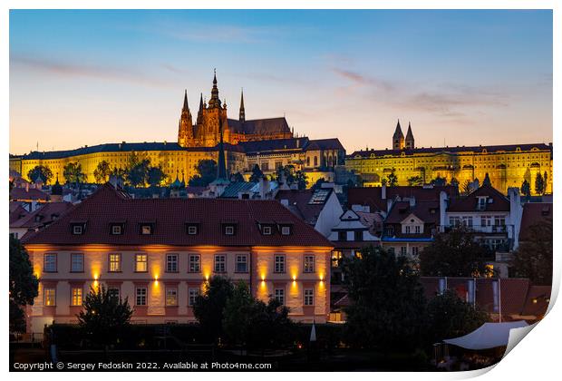 St. Vitas Cathedral and Prague Castle. Czechia Print by Sergey Fedoskin