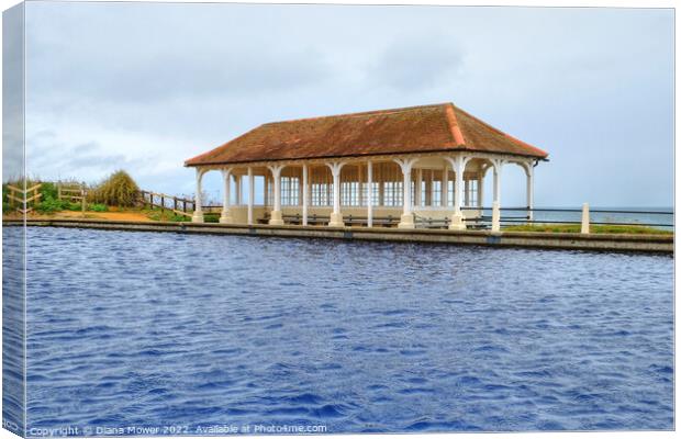 Sheringham Victorian Boating Lake and Shelter.  Canvas Print by Diana Mower
