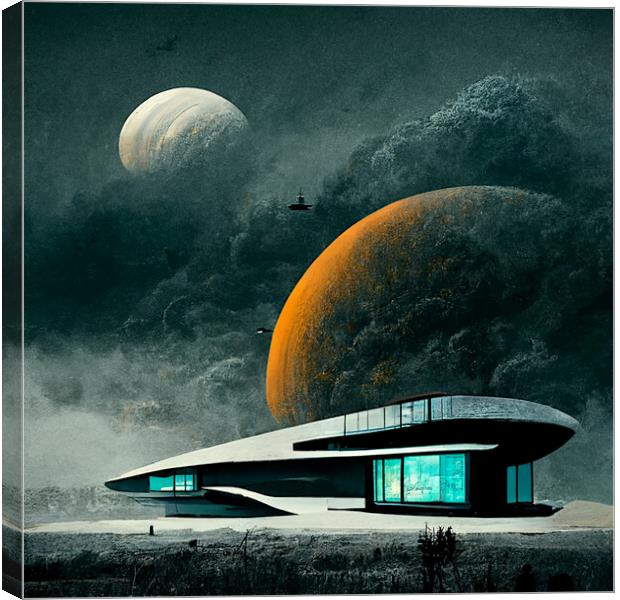 Modern house on an alien planet Canvas Print by Paulina Sator
