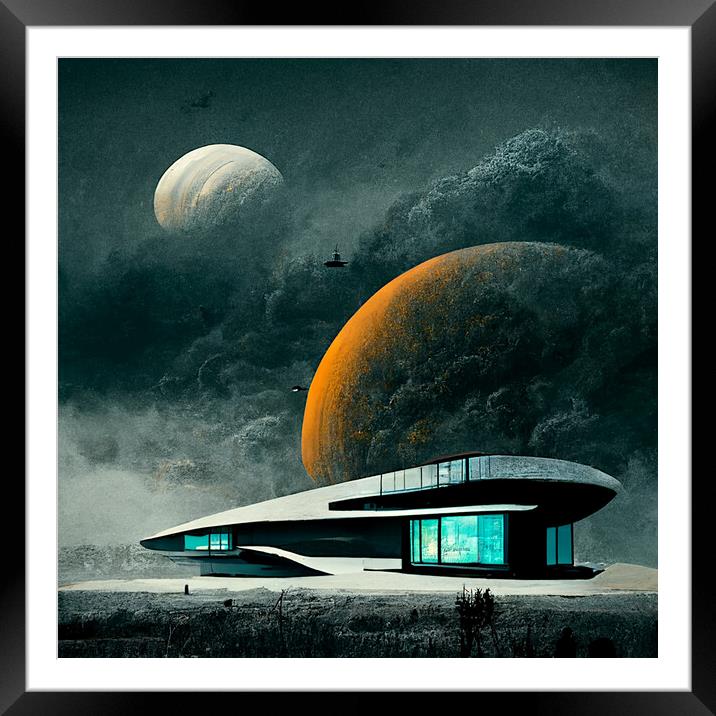 Modern house on an alien planet Framed Mounted Print by Paulina Sator