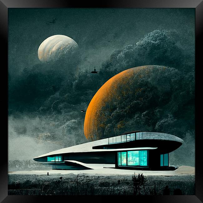 Modern house on an alien planet Framed Print by Paulina Sator