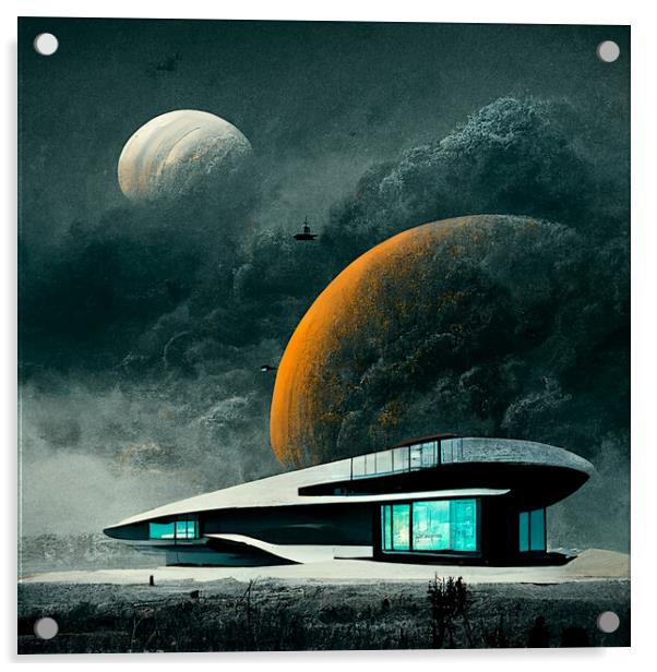 Modern house on an alien planet Acrylic by Paulina Sator