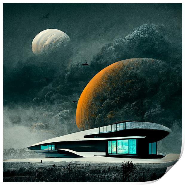 Modern house on an alien planet Print by Paulina Sator