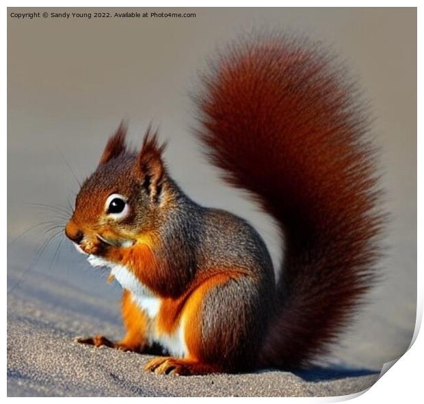 Majestic Red Squirrel Standing on Scottish Beach Print by Sandy Young