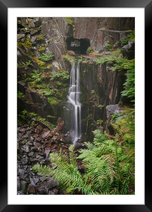 Dinorwig Quarry Waterfalls. Framed Mounted Print by Liam Neon