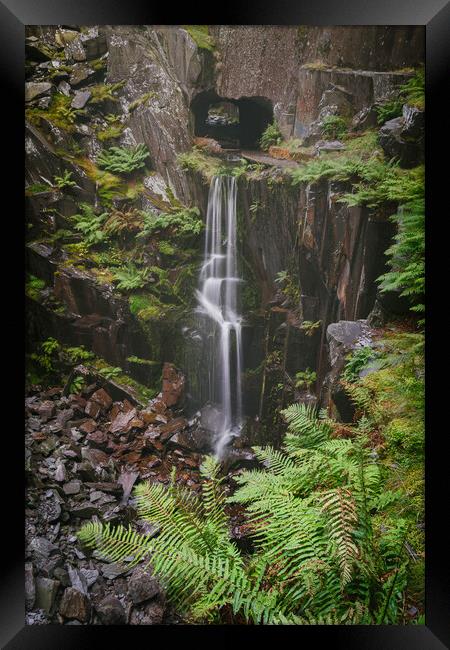 Dinorwig Quarry Waterfalls. Framed Print by Liam Neon