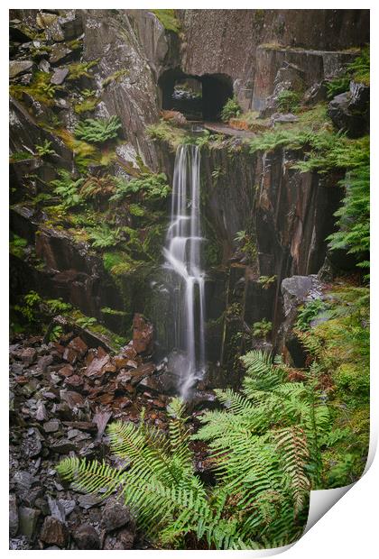 Dinorwig Quarry Waterfalls. Print by Liam Neon