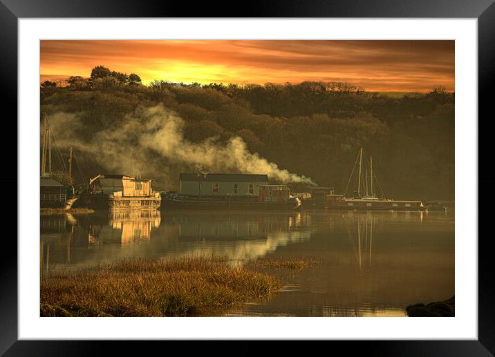 sunset at Gweek Cornwall Framed Mounted Print by kathy white