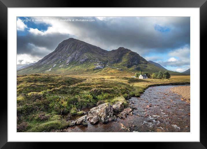 Gentle stream beside a beautiful little white hut Framed Mounted Print by Kevin White