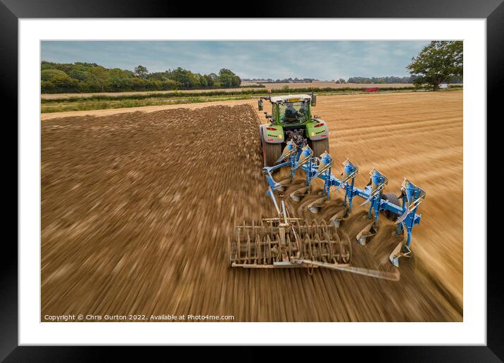 Fendt Tractor Ploughing Framed Mounted Print by Chris Gurton