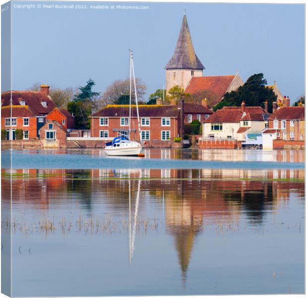 Old Bosham Reflected in Chichester Harbour Canvas Print by Pearl Bucknall