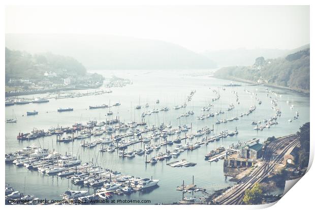 Dartmouth Harbour On A Misty Winters Afternoon Print by Peter Greenway