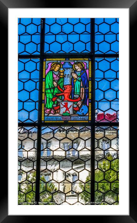 Medieval Stained Glass Peter's Chapel Church Basilica Lucerne Sw Framed Mounted Print by William Perry