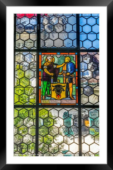 Medieval Stained Glass Peter's Chapel Church Basilica Lucerne Sw Framed Mounted Print by William Perry