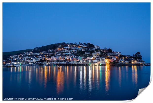 The Kingswear Side Of Dartmouth Harbour At Dusk  Print by Peter Greenway