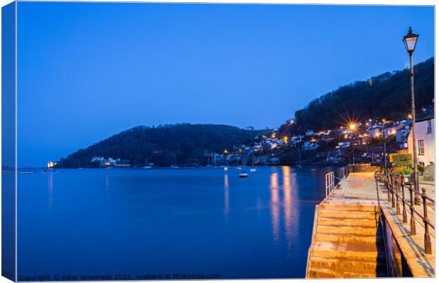 Harbour Steps & Citylights At Dartmouth, Devon Canvas Print by Peter Greenway