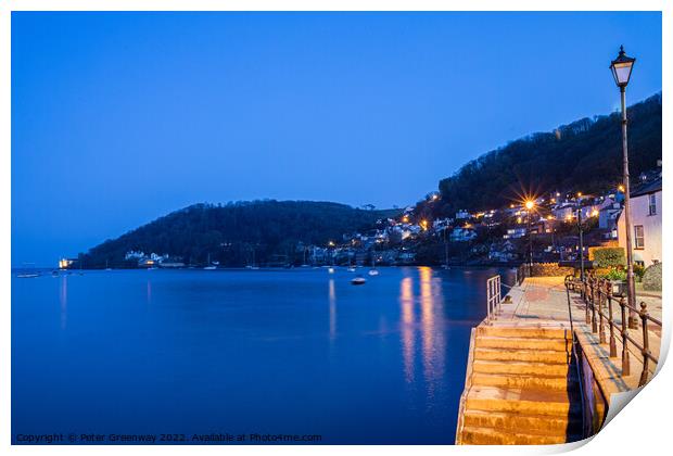 Harbour Steps & Citylights At Dartmouth, Devon Print by Peter Greenway