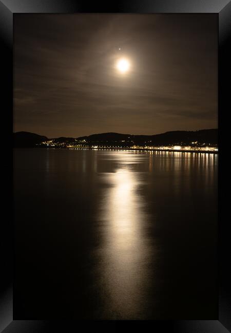 Moon over Llandudno Bay  Framed Print by christian maltby