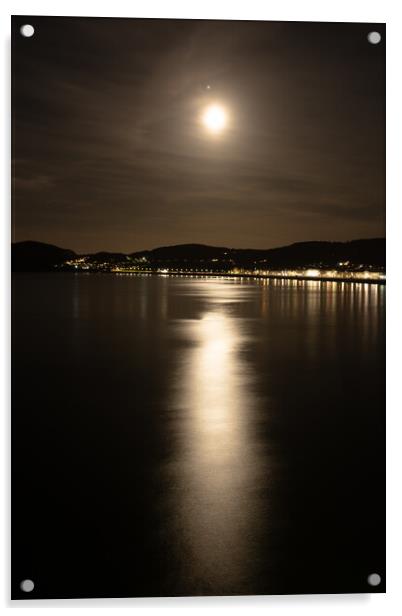 Moon over Llandudno Bay  Acrylic by christian maltby
