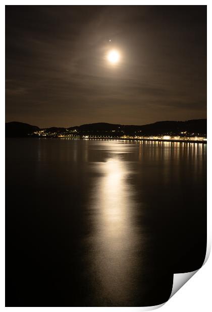 Moon over Llandudno Bay  Print by christian maltby