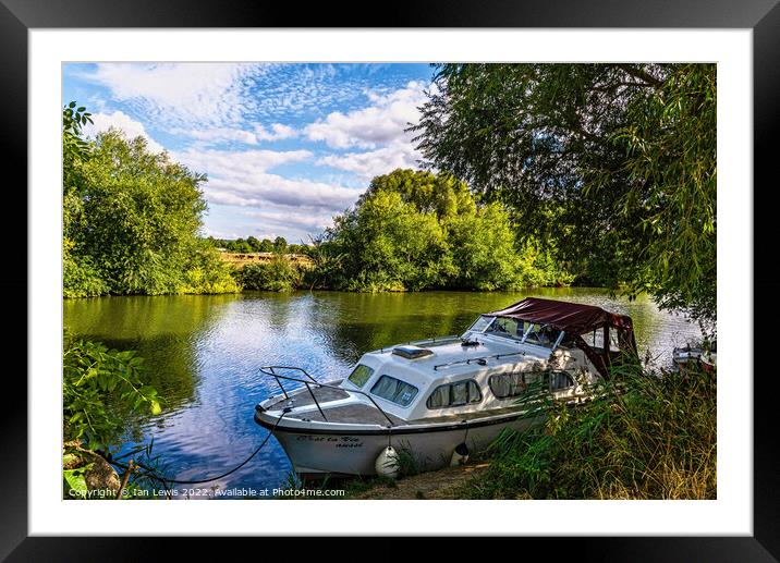 A Shady Mooring on the Thames Framed Mounted Print by Ian Lewis