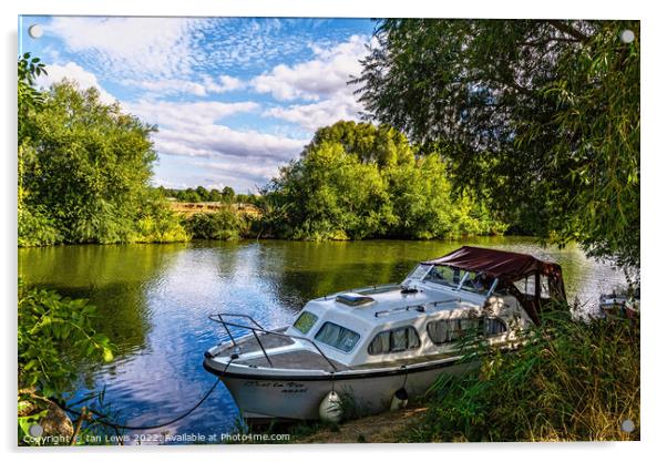 A Shady Mooring on the Thames Acrylic by Ian Lewis