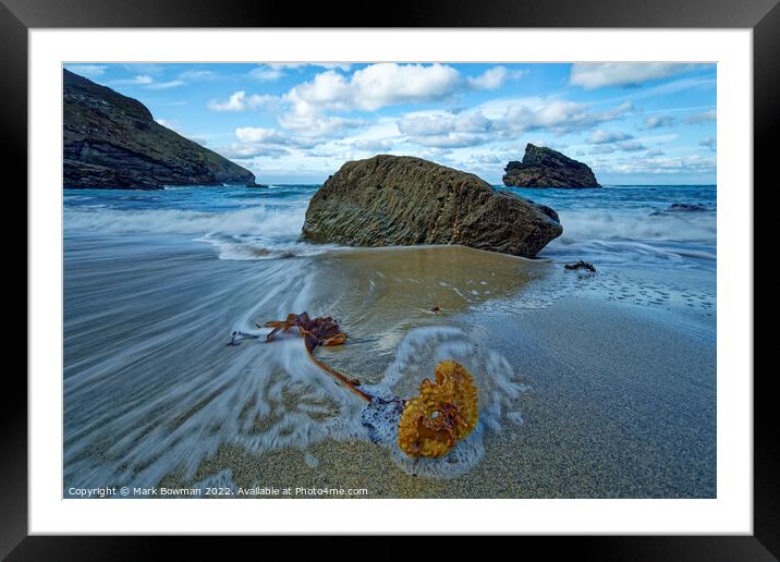 Seaweed at Portheras Cove Framed Mounted Print by Mark Bowman