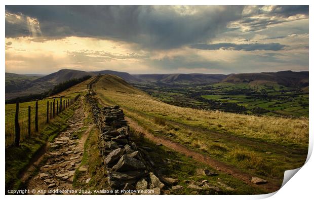 Looking back to Mam Tor Print by Ann Biddlecombe