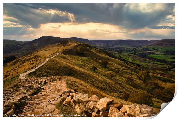 Towards Mam Tor from Hollins Cross Print by Ann Biddlecombe