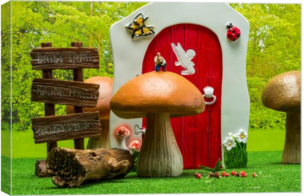 Enchanted Mushroom Hunt Canvas Print by Steve Purnell