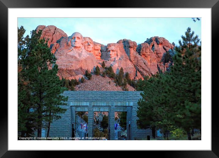 Mount Rushmore at Sunrise Framed Mounted Print by Donna Kennedy