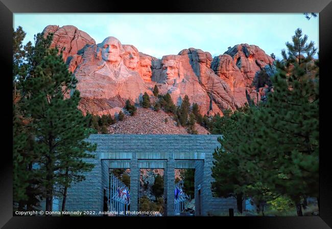Mount Rushmore at Sunrise Framed Print by Donna Kennedy
