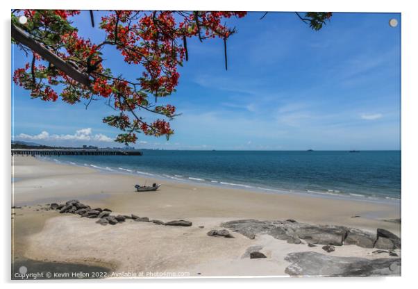 Hua Hin Beach, Prachuap Khiri Khan, Thailand Acrylic by Kevin Hellon