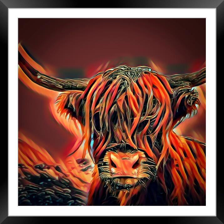 Rusty Highland Cow Framed Mounted Print by Picture Wizard