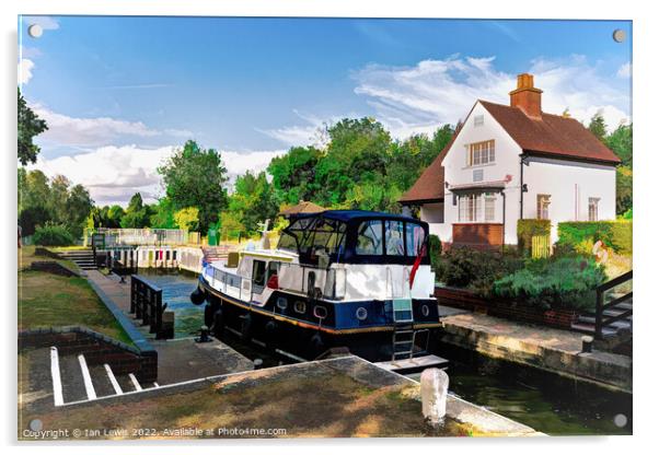 Benson Lock on the Thames Acrylic by Ian Lewis