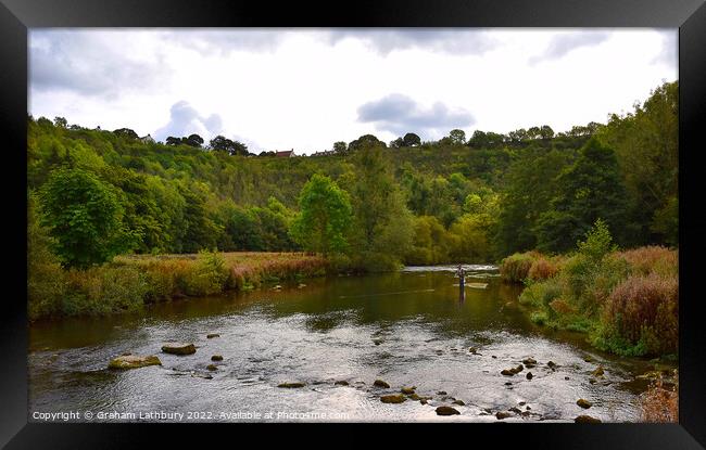 Fly Fishing in the River Wye Framed Print by Graham Lathbury