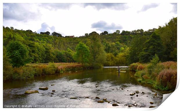 Fly Fishing in the River Wye Print by Graham Lathbury