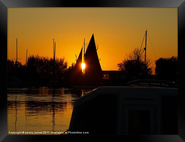boating sunset Framed Print by penny james