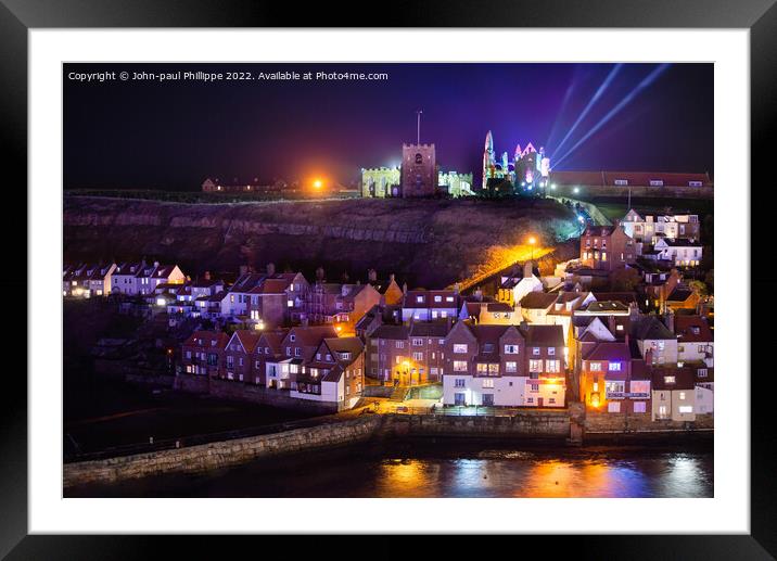 Whitby By Night Framed Mounted Print by John-paul Phillippe