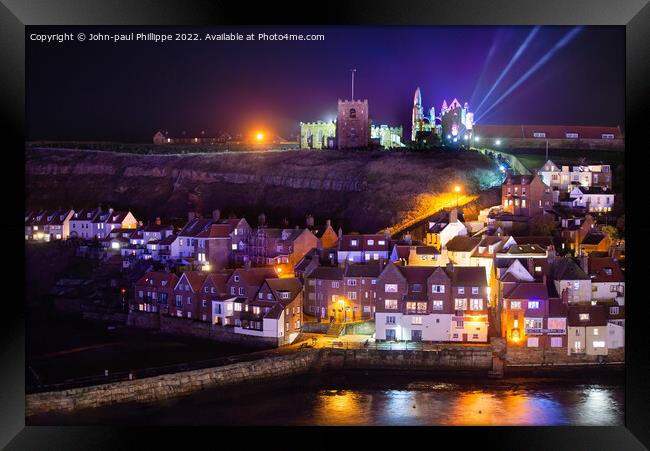 Whitby By Night Framed Print by John-paul Phillippe