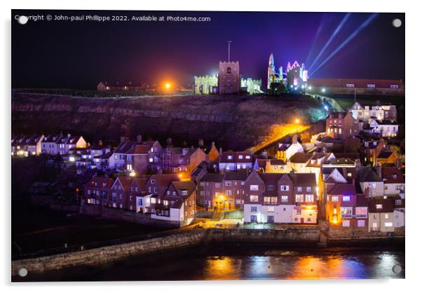 Whitby By Night Acrylic by John-paul Phillippe
