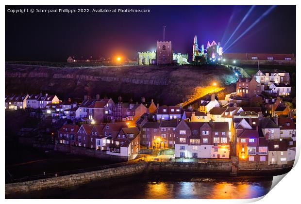 Whitby By Night Print by John-paul Phillippe
