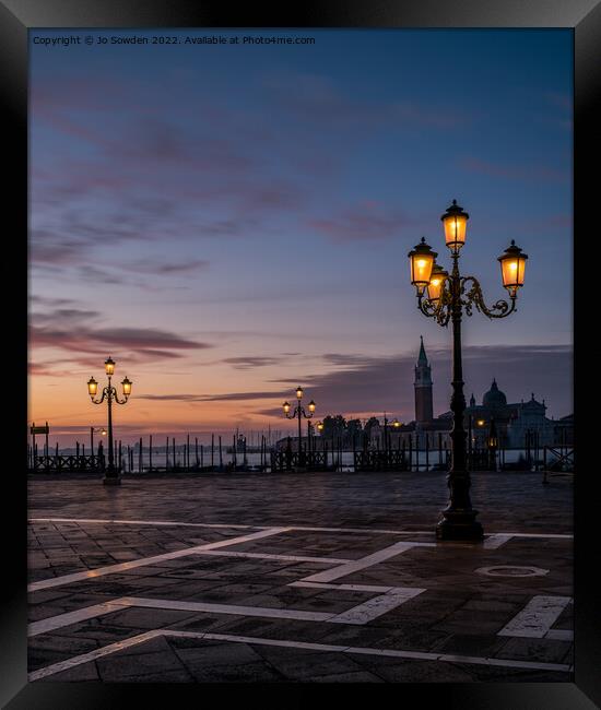 Dawn in Venice, Italy Framed Print by Jo Sowden
