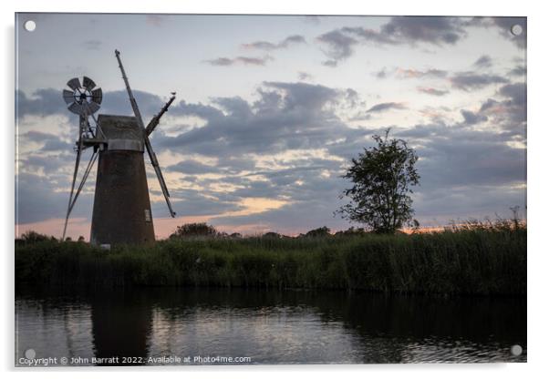 Windmill at Sunset Acrylic by John Barratt