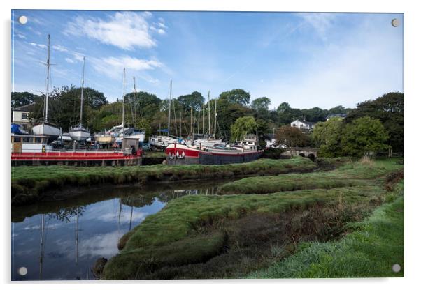 Gweek Cornwall riverboats Acrylic by kathy white